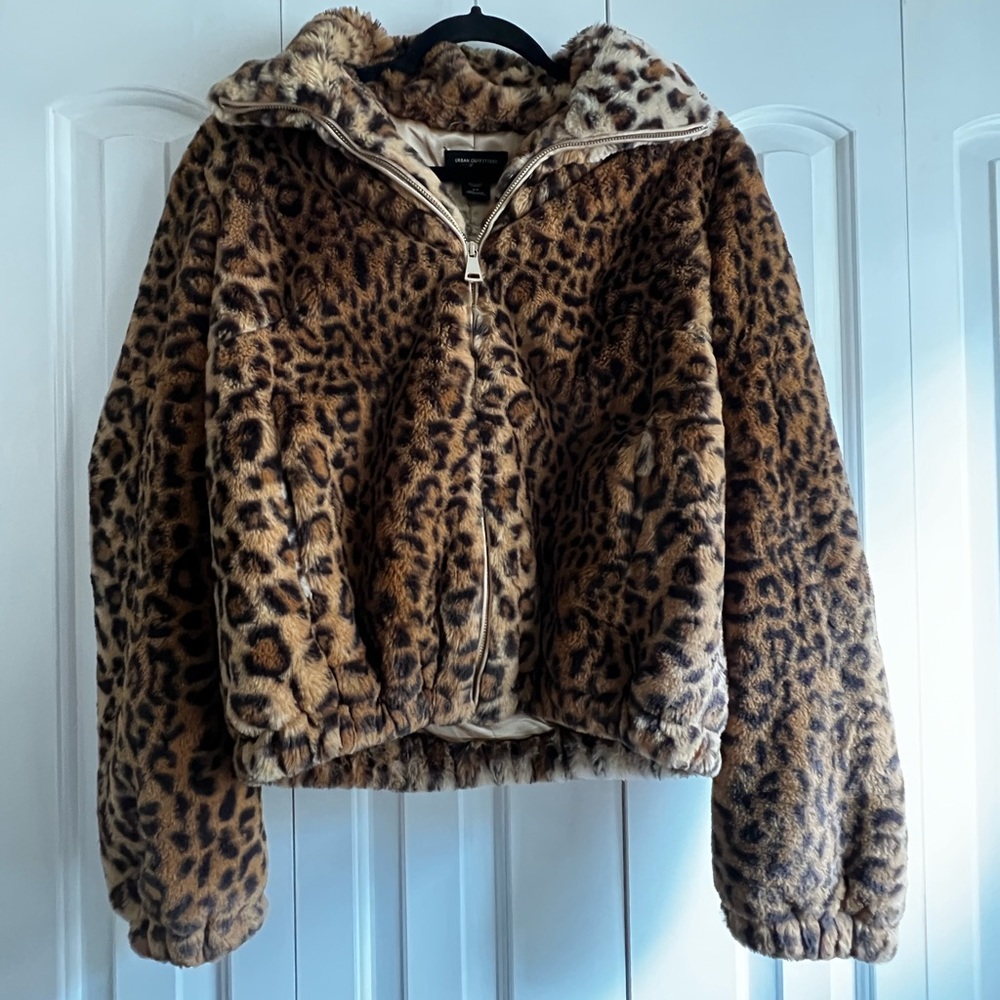 Urban Outfitters Zip Up Leopard Jacket